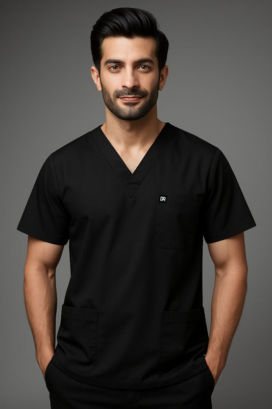Raven Black Unisex Medical Scrubs – Premium Blended Cotton
