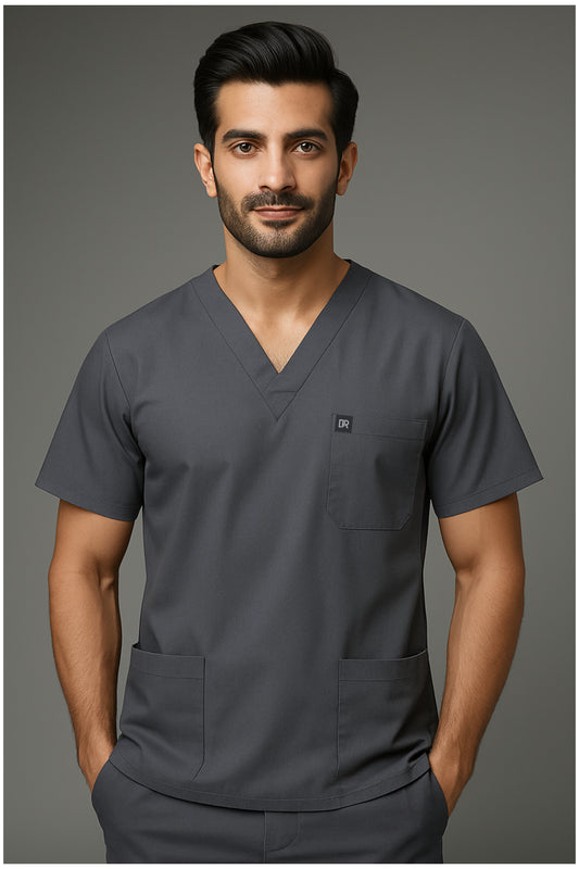 silver Gray Unisex Medical Scrubs-Blended Cotton