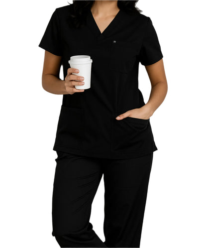 Raven Black Unisex Medical Scrubs – Premium Blended Cotton