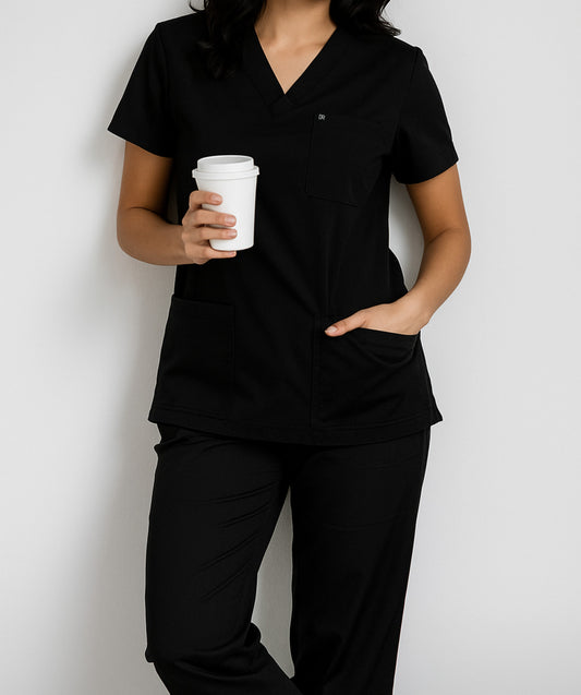 Raven Black Unisex Medical Scrubs – Premium Blended Cotton