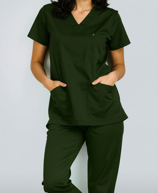 Military Green Unisex Medical Scrubs-Blended Cotton