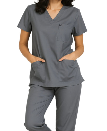 silver Gray Unisex Medical Scrubs-Blended Cotton