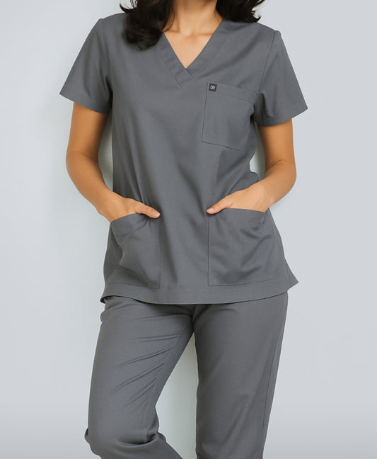 silver Gray Unisex Medical Scrubs-Blended Cotton