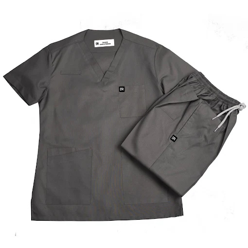 silver Gray Unisex Medical Scrubs-Blended Cotton