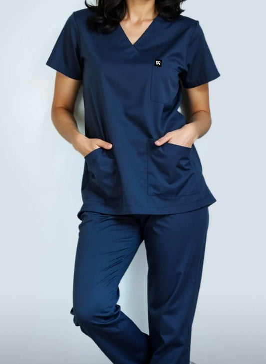 Navy Blue Unisex Medical Scrubs – Classic Comfort in Blended Cotton