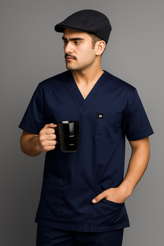 Navy Blue Unisex Medical Scrubs – Classic Comfort in Blended Cotton